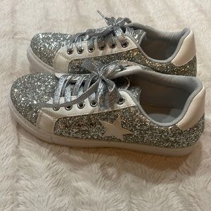 Silver Sparkly Tennis Shoes
